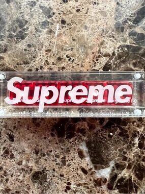 Supreme Clear Red Bubble Logo Display Plaque